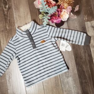 NWT bon bebe gray striped fleece sweater size 2t toddler